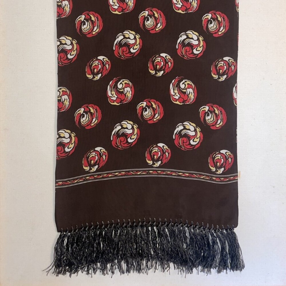 Brown Swirly Printed Vintage Opera Scarf
